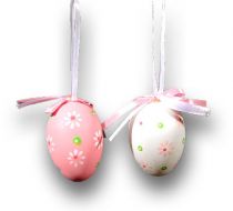 Plastikei pink/weiß 12St.  6,5cm