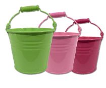 Eimer Ø14cm H12cm 6St. grün/pink/dkl.pink