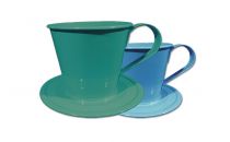 Tasse m.Teller Ø9cm H8cm 6St. blau/auqa
