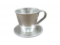 Tasse m.Teller Ø9cm H8cm 6St. Zink glänzend