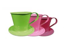 Tasse m.Teller Ø12cm H10cm 8St. 3 Farben