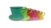 Tasse m.Teller Ø12cm H10cm 8St. farbig sortiert