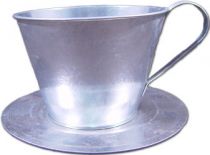 Tasse m.Teller Ø16cm H11cm 3St. Zink glänzend