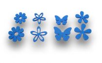 Filz Blüten/Schmetterling Blau 32St.