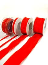 Geschenkband mit goldener Kante, 25m rot
