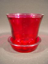 Orchideentopf Glas pink mit Unters. Ø15cm