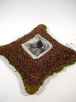 Kissen Moos / Rebe 24x24cm geschwungen