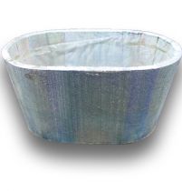 Holzschale oval 21x13x10cm Blau gew.