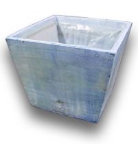 Holztopf 17x17x12cm Blau gew.