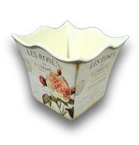 Plastikkübel Rose 12,5x12,5cm Creme