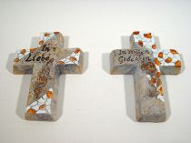 Keramikkreuz mit Gedenktext 13cm 4St