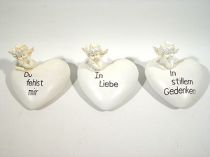 Polystoneherz mit Engel und Gedenktext 12cm 3St.