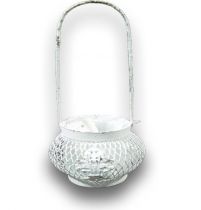 Windlicht Gitter Ø8,5cm 7cm Weiß