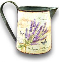 Zinkkanne oval 22x11,5x18cm mit Lavendel