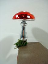 Fliegenpilz Glas mit Klammer / Clip und Moos 8cm rot 3St.