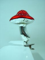 Fliegenpilz Glas mit Klammer / Clip 9cm rot 4St