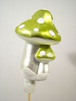 Glas-Pilz 6,5cm lindgrün am Pick / Stiel 12St.