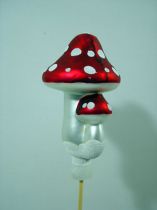 Glas-Pilz 6,5cm ochsenblut am Pick / Stiel 12St.