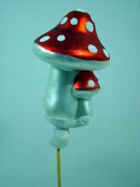 Glas-Pilz 6,5cm rot am Pick / Stiel 12St.