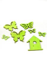 Holzsortiment Schmetterling Vogelhaus grün 60St.