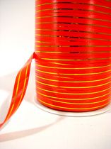 Geschenkband 2 Goldstreifen auf rot 10 mm 250m