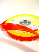 Geschenkband 2 Goldstreifen auf rot 19mm 100m