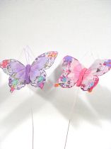 Schmetterlinge a. Draht 10cm 12St pink/lila