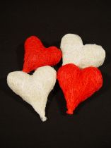 Sisalherzen 8cm rot/weiß 8St.