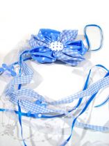 Stoffhänger Blütenform 15cm 3 St. blau/weiß kariert