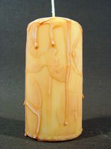 Stumpenkerze 100/50 Patina 4St. amaretto mit Zierstreifen