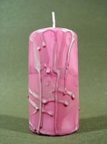 Stumpenkerze 100/50 Patina 4St. grape mit Zierstreifen