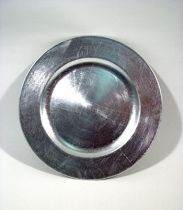Plastikteller 22cm silber mit Blattgold - Effekt