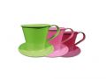 Tasse m.Teller Ø9cm H8cm 6St. grün/pink/dkl.pink