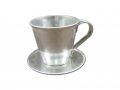 Tasse m.Teller Ø9cm H8cm 6St. Zink glänzend