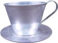 Tasse m.Teller Ø16cm H11cm 3St. Zink glänzend