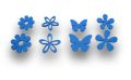 Filz Blüten/Schmetterling Blau 32St.