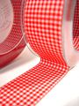 Geschenkband mit Webkante, 2,5cm 20m rot-kariert
