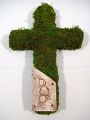 Kreuz Moos 30x20cm mit Gedenkplatte