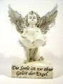 Polystoneengel kniend mit Blüte 20,5x14cm