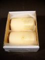 Stumpenkerze 100/60 Emira creme / gold mit 5 angewachsten Sternen 