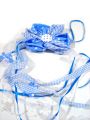 Stoffhänger Blütenform 15cm 3 St. blau/weiß kariert