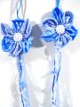 Stoffhänger Blütenform 15cm 3 St. blau/weiß kariert
