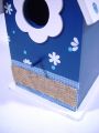 Vogelhaus m. Blütenmuster/helles Dach 28cm blau