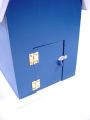 Vogelhaus m. Blütenmuster/helles Dach 28cm blau