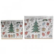 Artikel Pflanzgefäß Holz Weihnachtsdeko Weiß, Bunt 20×20/15×15cm 2er-Set
