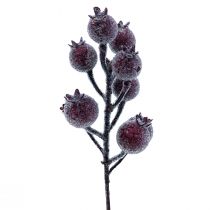 Hagebuttenzweig Beerenzweig Frost Kunstpflanze Rot 25cm 12St