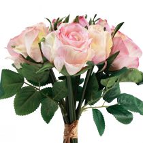 Artikel Kunstrosen Rosa Creme Künstliche Rosen Deko 29cm 12St