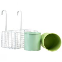 Artikel Blumentopf Hängend Metall Grün Balkon Deko L22cm H23,5cm