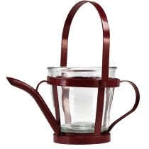 Floristik24.de Glaswindlicht, Teelichthalter, Tischdeko, Kerzenglas Rosa/Silbern  Ø15cm H15cm-00017