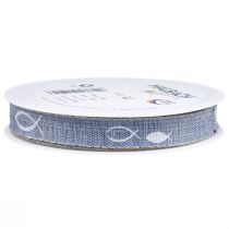 Artikel Geschenkband Fische Hellblau Band maritim 15mm 20m